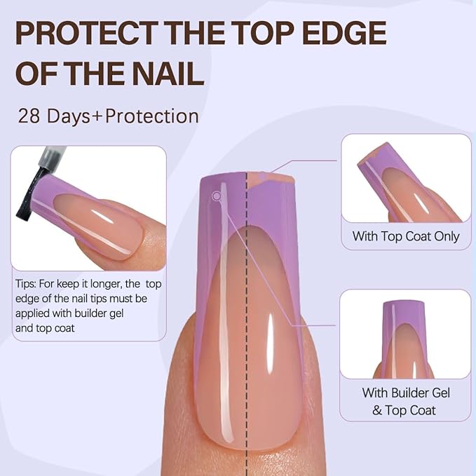 Misssix XBASICTIPS French Tip Press On Nails, 300Pcs French Gel Nail Tips Long Square, Soft Gel Pre-shaped No Need to File 3 in 1 Tips, Fake Nails for Nail Art DIY Extension Designs 15 Sizes
