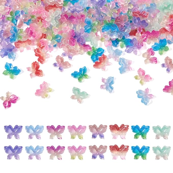 KISSITTY 120Pcs Glow in The Dark 3D Butterfly Resin Cabochons for Nail Art Butterfly Nail Charms Mixed Color Luminous DIY Craft Decorations