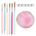 Resin Nail Art Palette with 6 PCS Nail Art Brushes,Nail Polish Mixing Palette Nail Design Brush Sets, Professional Nail Art Tools for Drawing Painting 3D Design Salon & DIY Use