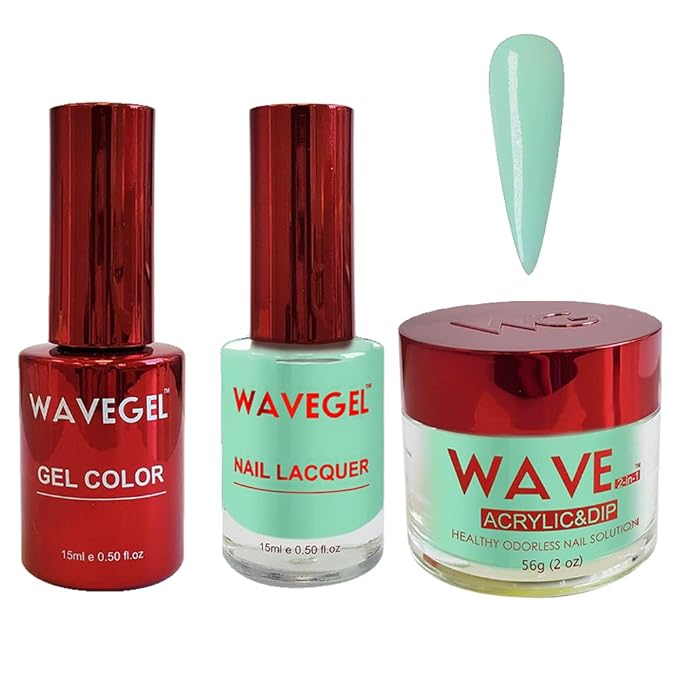 WAVEGEL Soak-Off Gel, Nail Lacquer & Acrylic/Dip Powder Matching Set - Queen Collection - #106 Soft Breeze