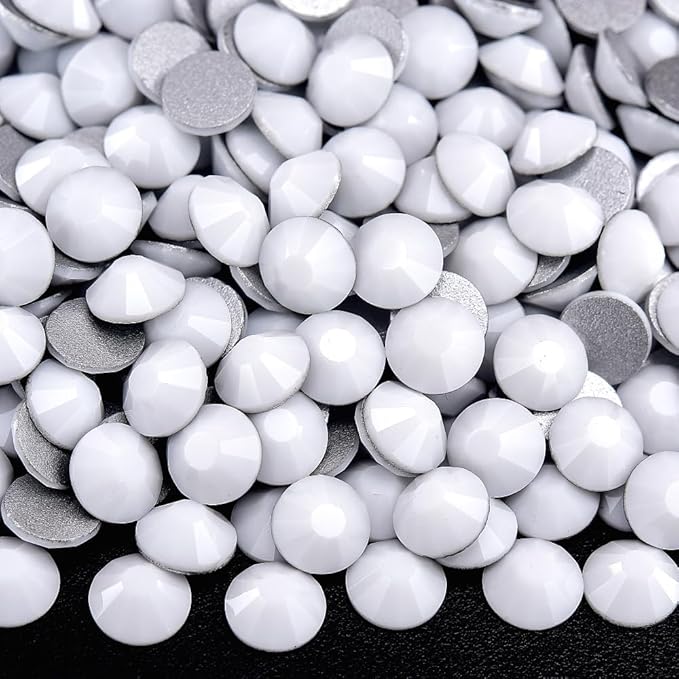 Blinginbox 1440Pieces SS6/1.9-2mm Flat Back Crystal Rhinestones Round Gems for Nail Art,Solid White