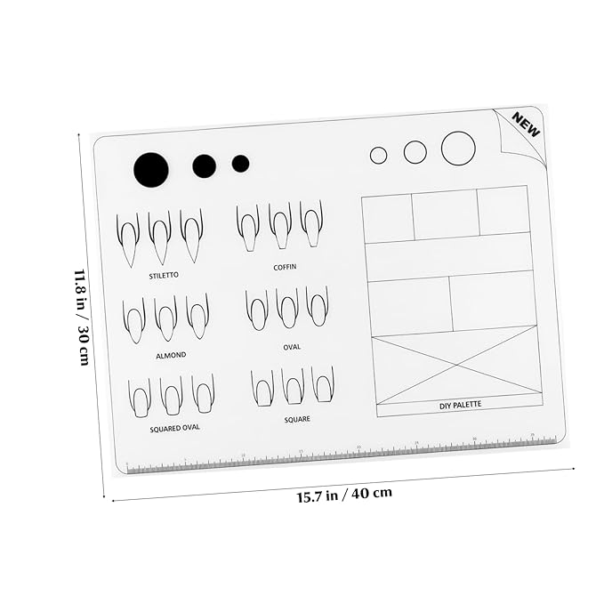 Beaupretty Acrylic Nail Training Mat, Manicure Art Practice Mat Silicone Trainer Sheet Practice Pad Nail Tool for Acrylic Fingernails