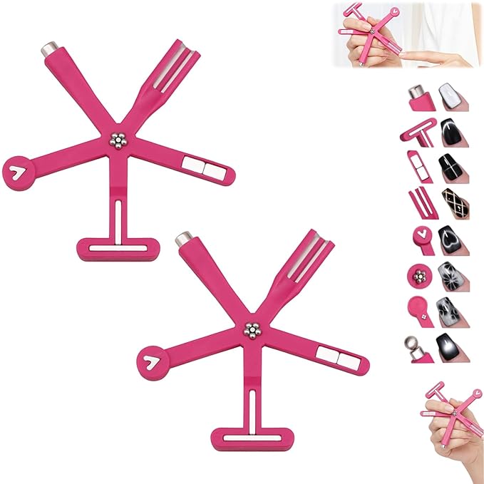 Cat Eye Magnet Kit, Nail Art Magnet Set 6 in 1 Gel Nail Polish Magnets for Nail Art, Strong Magnetic Nail Design Tools Nail Magnets for Cat Eye Gel Polish (Red-2PCS)
