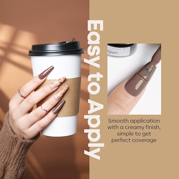 modelones Gel Nail Polish Set - 6 Colors Winter Fall Skin Tone Nude Gel Polish Brown Beige Khaki Nail Gel Polish Set Neutral All Skin Tones Soak Off French Nail Art Manicure DIY Home Salon Gift