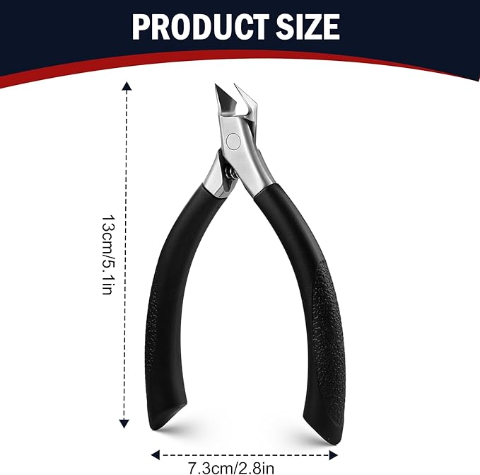 FVION Toenail Clippers for Ingrown Toenail, Straight Nail Clippers for Ingrown Toenails, Professional Ingrown Toenail Treatment for Adults, Seniors, Men and Women (Black)