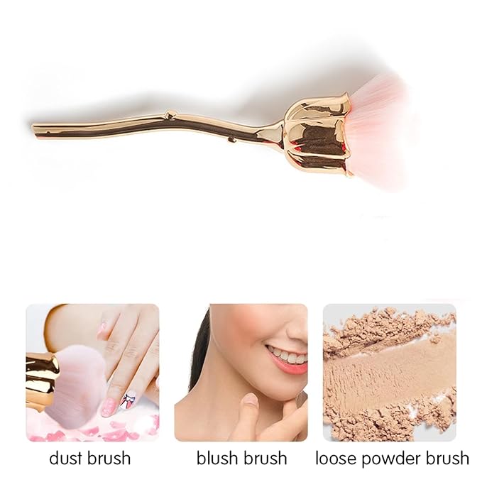 4 Pcs Nail Art Dust Powder Remover Cleaner Brush，Rose Nail Art Powder Dust Removal Brush Nail Dust Brush Soft Nail Dust Cleaning Brush for Nail Trimming Cleaning Makeup Brush Tools (Mixed-Color)