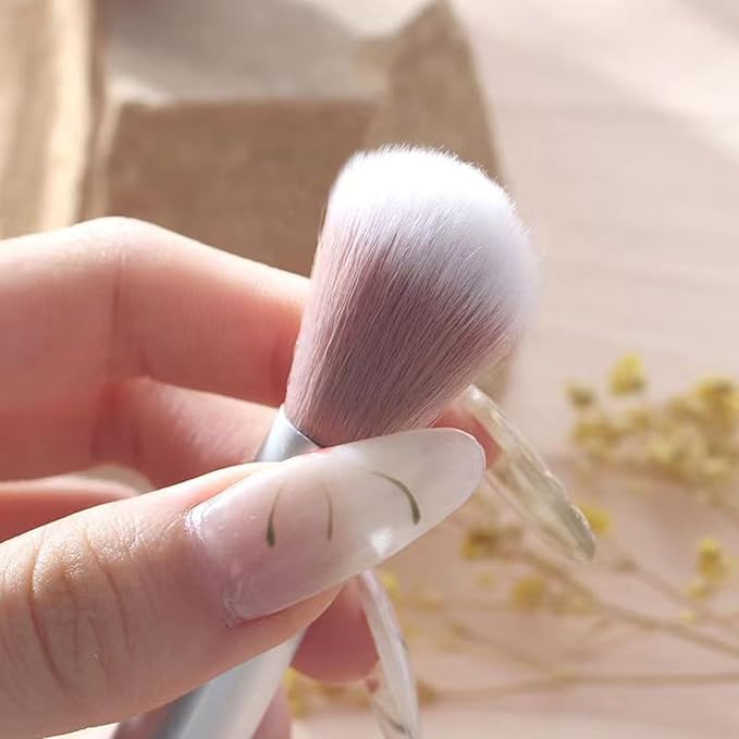 DANNEASY 5pcs Nail Dust Brush Acrylic Nail Brush Cleaner Nail Brushes for Cleaning Dust Nail Clean Up Brush Dip Powder Brush for Makeup Blush Manicure Brush