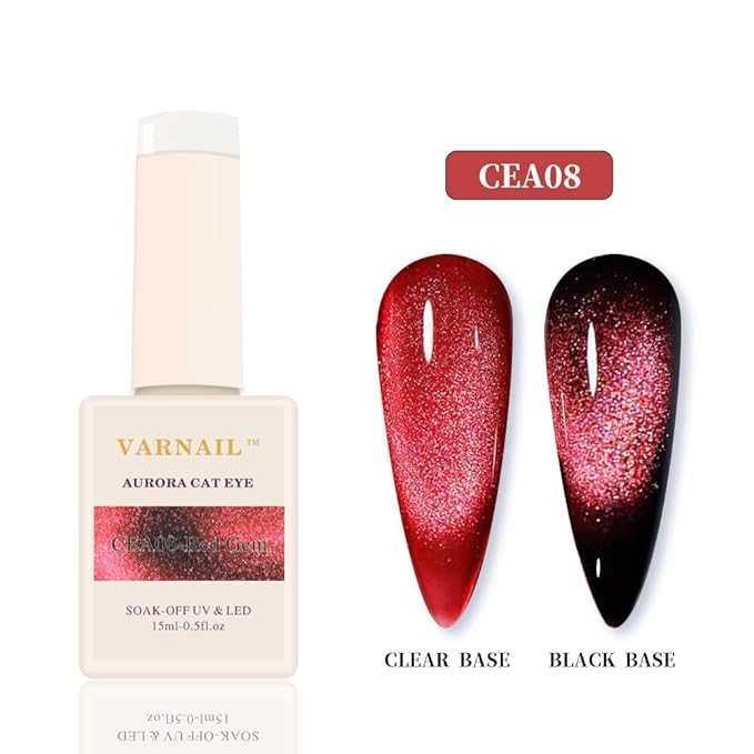 VARNAIL Aurora Cat Eye Gel Polish Set 6 Colors, 15ML Glitter 9D Cat Eye Gel Polish with Magnet, Salon Quality Magnetic Gel Nail Polish Kit (Aurora 01)