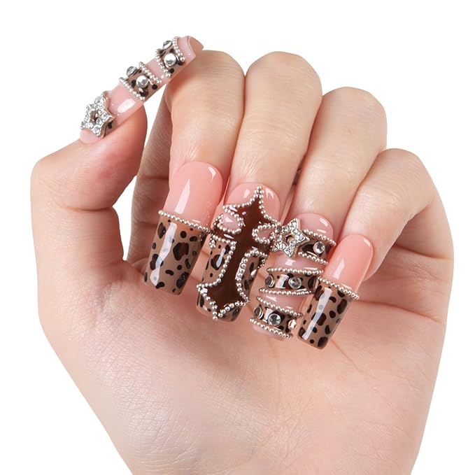 LOVFUL Handmade Acrylic Press on Nails Totally Blessed | Short Press ons | Reusable Fake Nails | Square Classic Regular 1.3 in | H585-S