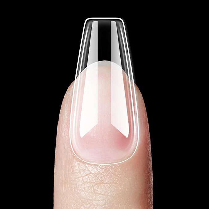 Beetles Gel Nail Kit Easy Extension Set With 500Pcs Medium Coffin Shaped Tips 5 in 1 Nail Glue Base Gel and Innovative Led Lamp Easy Funny Diy False Tips Art at Home Day Gifts for Her