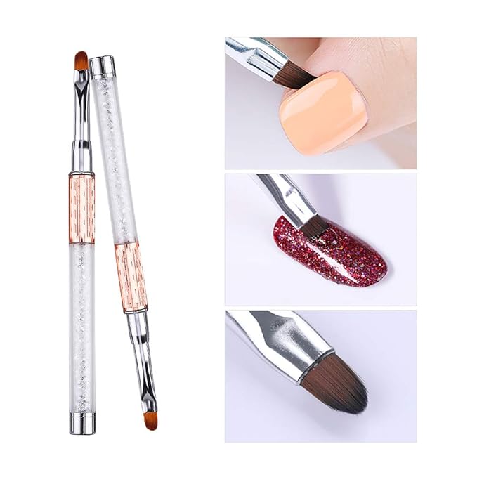 WOKOTO 1 Pcs Rose Gold Acrylic Nail Brush For Manicure Nail Art Painting Detail Brushes, Professional Nail Art Brush Set For Acrylic Application Polish UV Gel Builder Set Brush Tool