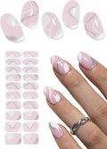 Semi Cured Gel Nail Strips,French Strips, Glitter 20pcs Stick On UV Sticker, Wraps for Home Manicure DIY