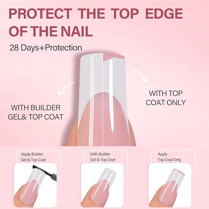 Vansiho Pink French Gel Nail Tips, 150Pcs Long Square Soft Gel Nail Tips, French Tips Press on Nails, Fake Nails for Nail Art DIY 15 Sizes