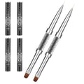 2 Pcs Nail Builder Gel Brush Double Ended, French Tip Liner Brush Black Nail Design Brushs with Rhinestone Handle Nails Drawing Brushes Nail-Liner Brushes for Design UV Hard Gel Nails