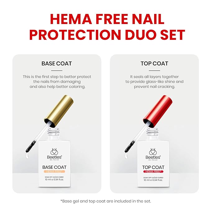 Beetles French Tip Gel Polish - Dusky Rose, 2 Colors Red & Jelly Pink Gel Nail Polish Set with Base Coat Top Coat, Soak Off UV LED French Nail Kit, Spring Nails Complete for Beginner & Professional
