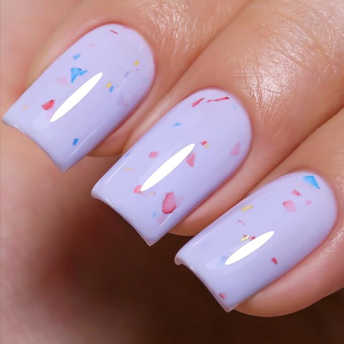 Pastel Gel Polish,0.5 Fl Oz Light Purple Flake Glitter Gel Nail Polish Macaron Spring Summer LED UV Speckled Sparkle Art Starter Manicure Salon DIY Nail