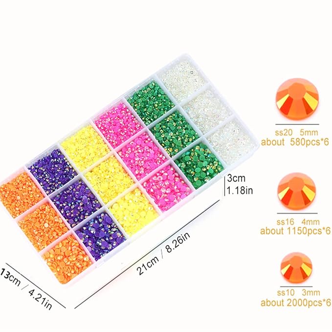 22380pcs Resin Rhinestones Set 3/4/6mm Flatback Stones Glitter Crystal Bulk for Garment Nail Art Decorations Resin Flatback Rhinestones Kit for Nail Crafts Tumbler Round Shape(HH)