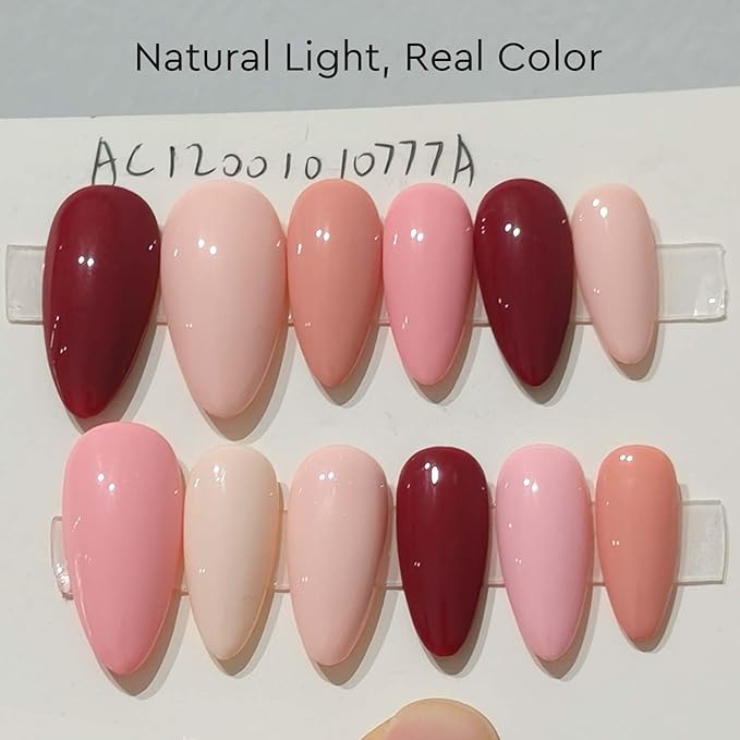 AZUREBEAUTY 6 Colors 15ml HEMA Free Gel Nail Polish Set, Same Color Bottles, Soak Off UV LED Gel Polish Kit Nail Art for DIY at Home Manicure Salon Gifts, Nude Pink Beige Burgundy Red