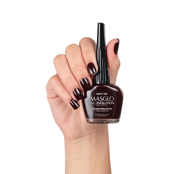 MASGLO Gel Evolution – Nail Polish No UV/LED Lamp Needed, Fast-Drying, 12-Day Wear, 14-Free Formula, High-Gloss Finish, vegan (0.5 oz)