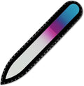 Mont Bleu Rainbow Crystal Nail File in Black Pouch - Small/Purse Size - Czech Tempered Glass - Handmade in Bohemia (Czech Republic)