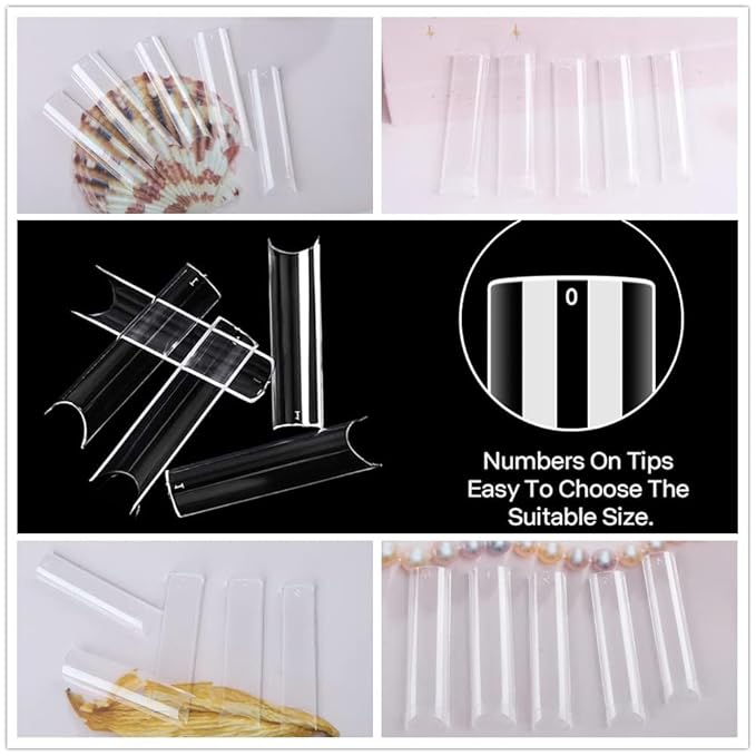 UNA GELLA Nail Tips Square XXL Tips 120 PCS No C Curve Gel Tips Extra Long Square Straight Nails Half Fake Nail Tips No Trace for Acrylic Nails Tips for Home DIY with Box