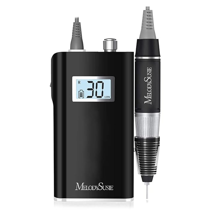MelodySusie Entry-Level Clip-On Rechargeable Nail Drill, SC320H 30000RPM Popular Classic E-File with LCD Display for Manicure Shaping & Gel Removal, Perfect for Training, Nail Art Practice & Home Use