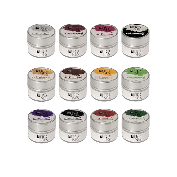 TONES 12 Colors Nail Gel Painting Kit, Gel Polish for Nail Art Design & Nail Salon, Gel Polish Nail Art for Salon Home DIY Manicure, UV/LED Curing Required (5 mL / 0.17 fl oz x 12)