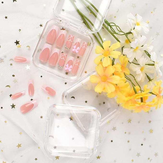 15PCS Press On Nail Storage Box Fake Nail Container Packing Box With Adhesive Double Sided Tape for Nail Art Storage (Not Include Press On Nail)