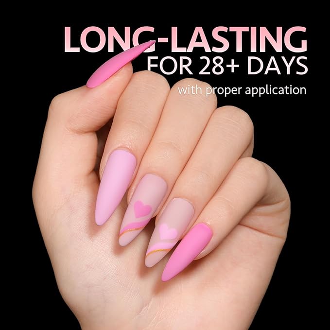 GAOY Medium Stiletto Fake Gel Nail Tips, 12 Sizes False Full Cover Acrylic Press on Nails, 240Pcs Soft Half Matte Tips