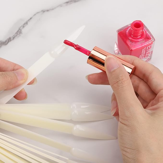 160 Piece Nail Swatch Sticks - Natural Stiletto Nail Display Tips - Color Swatches - Pointed Tip Nail Art Practice Tips - Sample Sticks