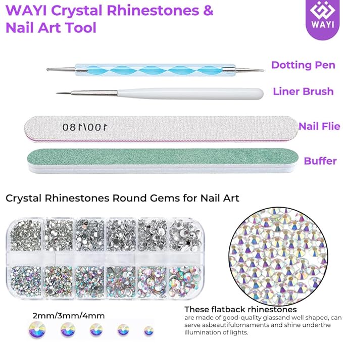 WAYI Acrylic Nail Kit with Acrylic Liquid Monomer 58ml, 4 Colors Powder (Pink White Clear Nude), French Tips, Clipper, Nail Brush, Nail Art Tools for Beginners and Professionals