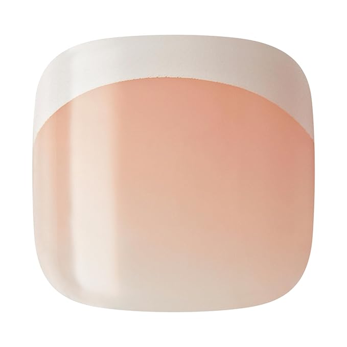 KISS imPRESS French Tip Press On Toenails, 'Blanc Chic', White, Short Squoval, Pedicure Nail Kit Includes 24 Press On Toenails, Prep Pad, Mini Nail File, & Pedicure Stick