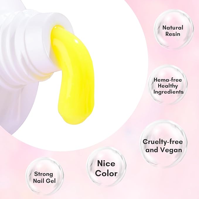 Makartt Poly Nail Gel-50ML Bright Yellow Hema-Free Strong Builder for Extension Overlay Strengthener 3D Diy, Multifunctional, Long-lasting for Nails French Manicures Home Salon-Sunny Side Up