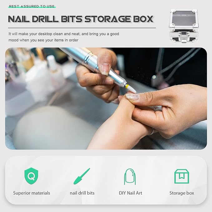 Beaupretty Nail Drill Grinding Bit Holder Box- Drill Bit Case Stand Displayer Acrylic Manicure Grinding Head Display Box