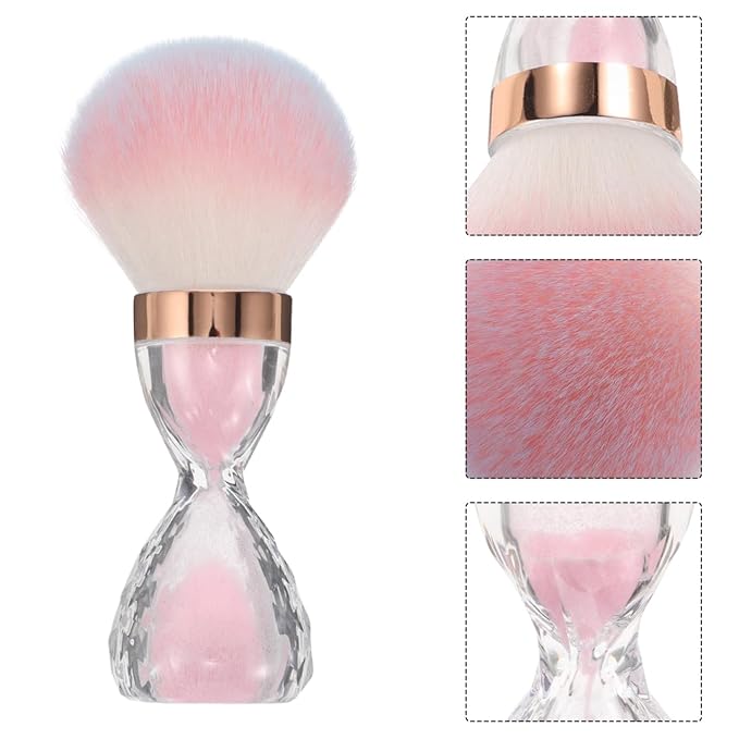 Nail Dust Brush Large Soft Bristle Cleaning Brush for Acrylic Powder Makeup and Nail Art with Hourglass Design Portable for Home and Salon Use