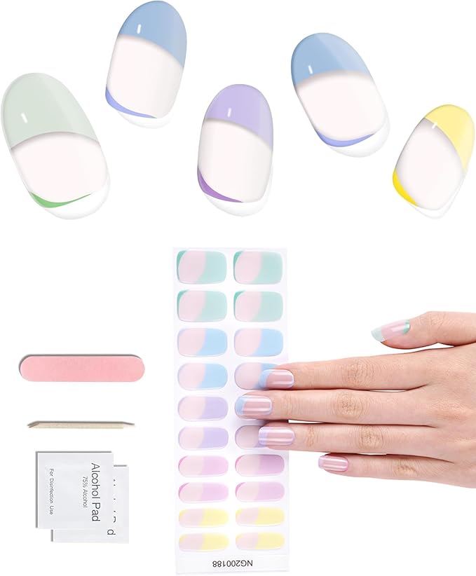20pcs Semi Cured Gel Nail Strips Salon Quality DIY Wraps UV Light Required