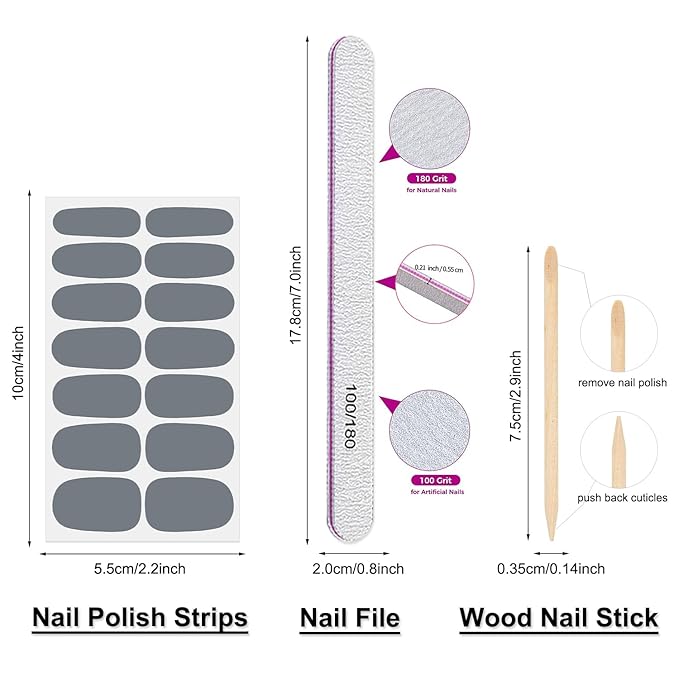 DANNEASY 16 Sheets Dark Nail Wraps for Women Solid | Glitter Nail Polish Stickers Full Nail Polish Strips Gel Nail Strips Self Adhesive Fingernail Sticker Nails with File, Cuticle Stick