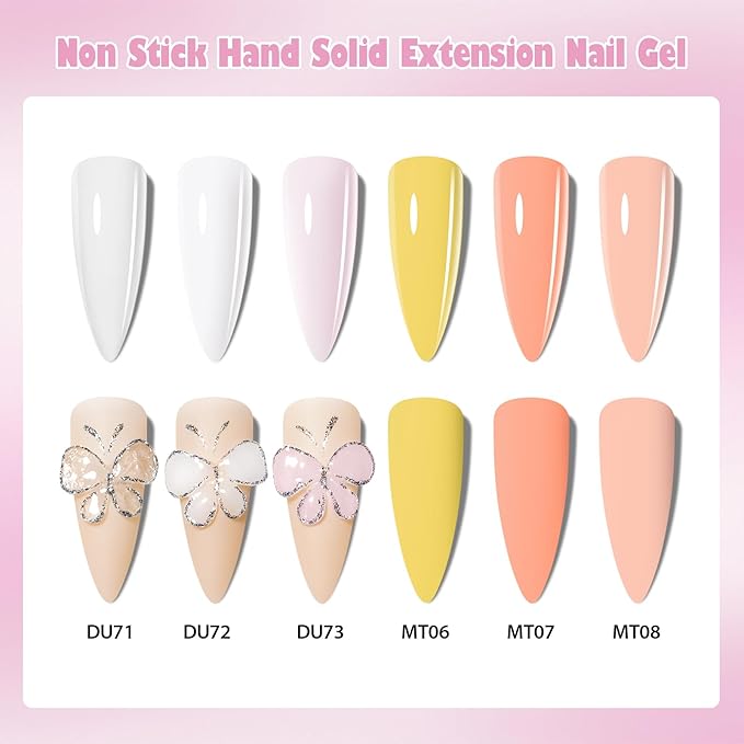 MTSSII 3D Nail Art Gel Clear White Solid Builder Gel for Nails Non-Stick Hand Sculpture Hard Gels Yellow Nude Nail Polish Home Manicure DIY for Women