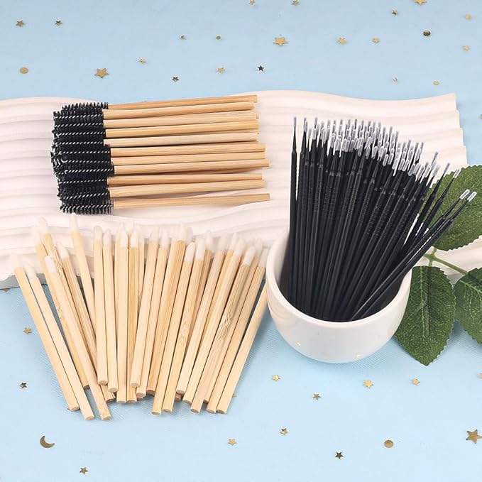 300 Pack Disposable Spoolies Brushes Sets Mascara Wand Lip Brushes Cotton Swab for Eyebrow Eyelash Extension Tattoo Lipstick Applicator