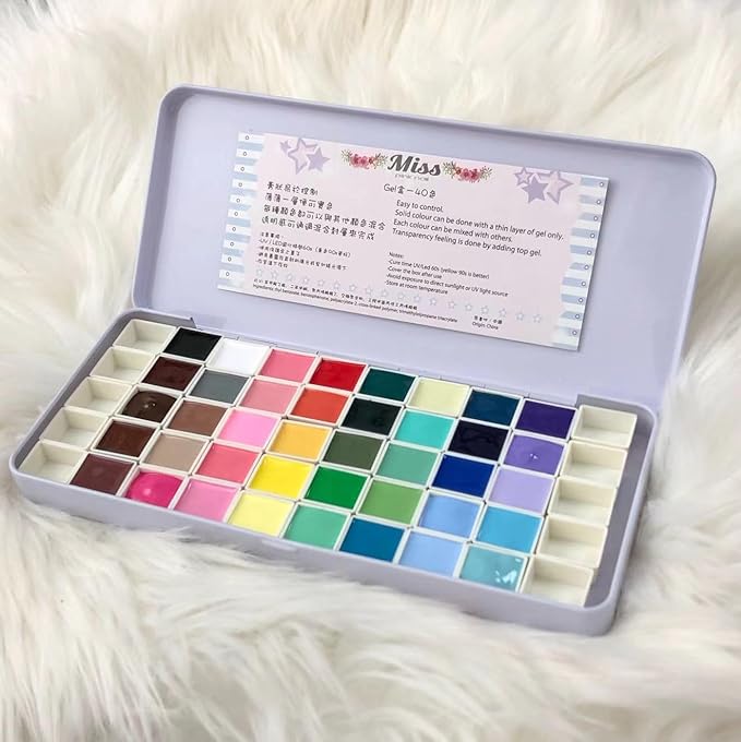 Gel palette Painting gel for nail art 40colors individual squares UV LED for Nail Art DIY