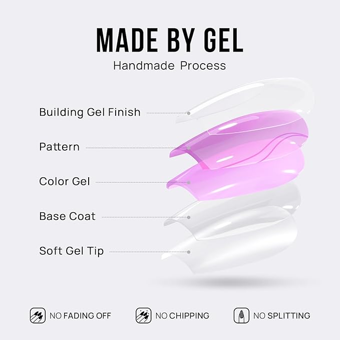 BTArtbox French Tip Press On Nails - Almond Ombre Press On Nails Medium, Glue On Nails with Glitters, Supremely Fit & Natural Reusable Stick On Nails in 15 Sizes, Twilight