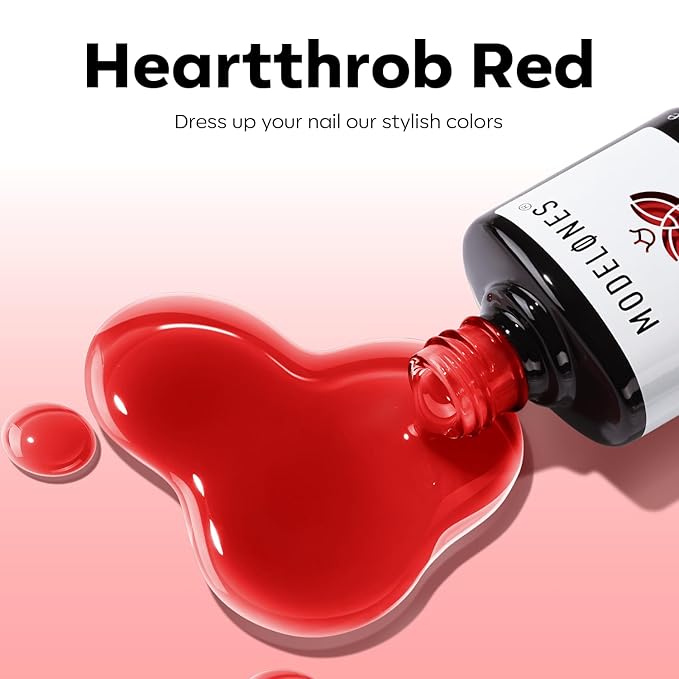 modelones Red Jelly Gel Nail Polish Translucent Gel Polish Red Neutral Sheer Nails Soak Off LED Nail Lamp Manicure Salon Gift 15 ML
