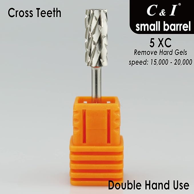C & I Small Barrel Nail Drill Bits, Professional Electric File for Manicure Drill Machine, Nail Gels Remove, 3/32” (Super Coarse -5XC)