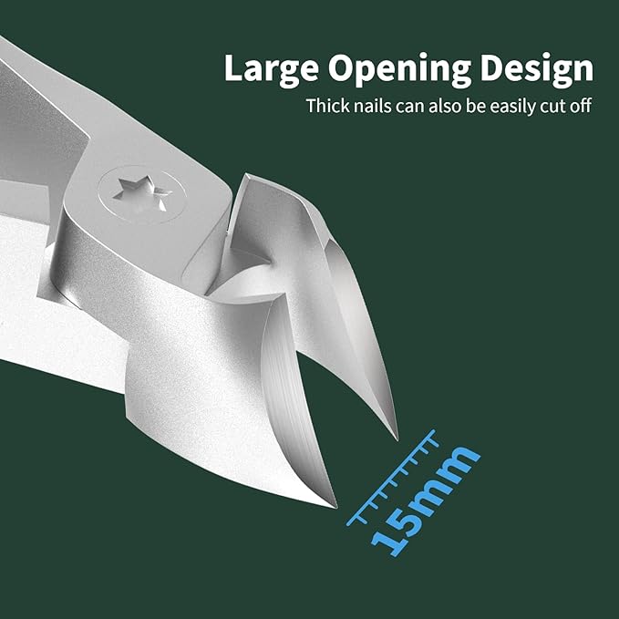 Nail Clippers for Men, Heavy Duty Large Toenail Clippers for Thick Nails for Seniors with Wide Opening, Ultra Sharp Slant Curved Blade Toe Nail Clipper for Thick Toenails and Ingrown Nails