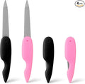 4PCS Folding Metal Nail Files – Stainless Steel Double-Sided Cuticle & Nail Care Tools for Men and Women (2 Pink + 2 Black)