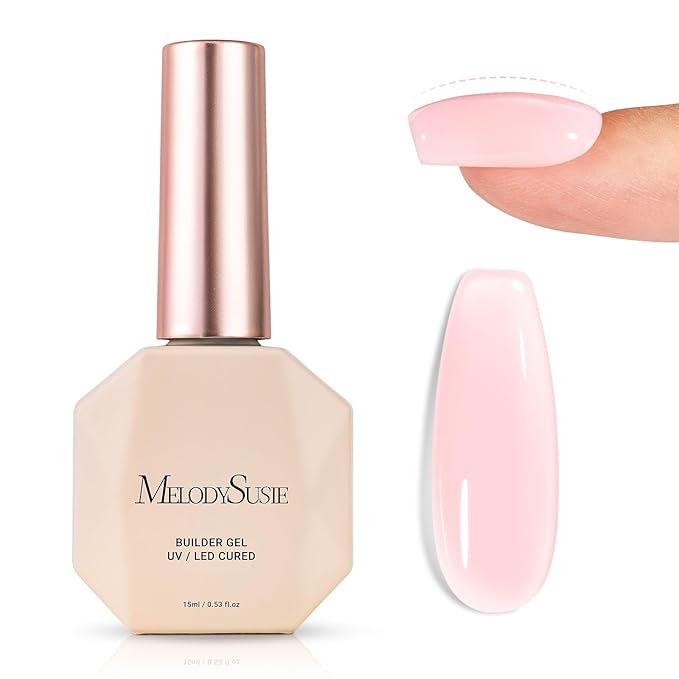 MelodySusie Builder Nail Base Gel Nude Pink Builder Gel for Nails Thickening, Soak Off UV Gel,Extension Gel Rhinestone Nail Glue Gel in a Bottle for Nail Art Design Gift for Women-104