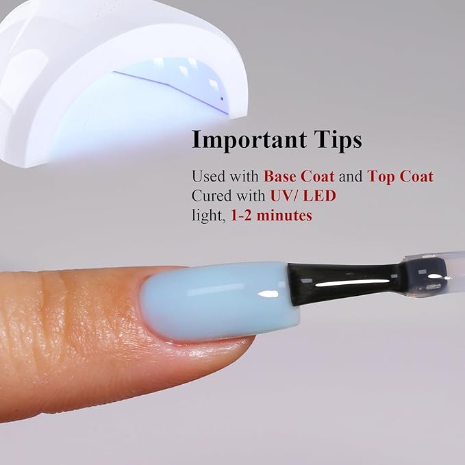 Jelly Gel Nail Polish, Bright Blue Jelly Nail Polish Gel Translucent Spring Summer Sheer Nail Gel Polish Soak off UV LED for Nail Art DIY Manicure 0.5 Fl Oz