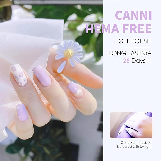 CANNI Purple Gel Nail Polish, 1Pcs Light Purple Gel Polish Pastel Violet Color High Gloss Soak Off U V French Nail Manicure Salon DIY