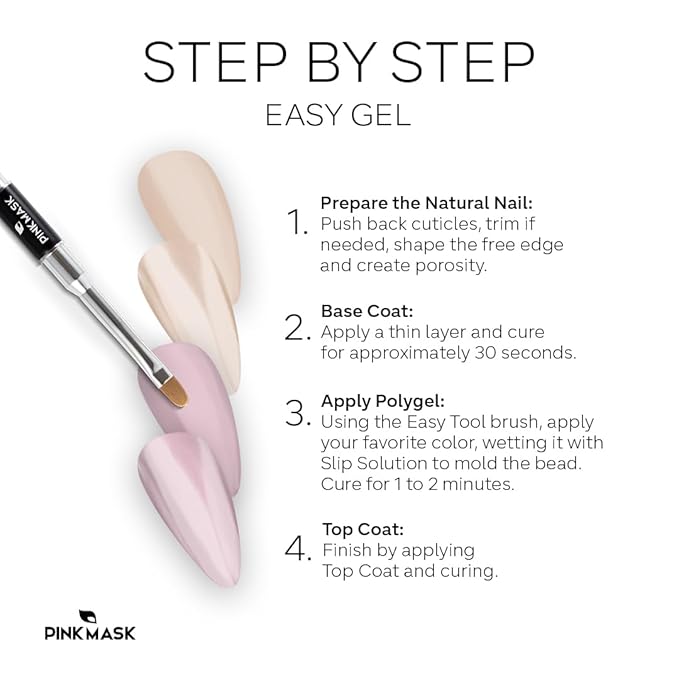 PINK MASK Easy Gel 2oz 60g- Crystal, Professional Builder Enhancement Gel-Quick Nail Extension for Beginner DIY, Nail Strengthener-Long Lasting-Salon Quality-Thickening Solution