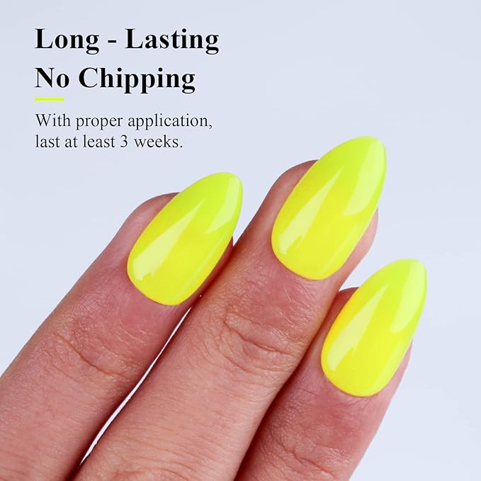Imtiti Neon Gel Nail Polish, 0.5 Fl Oz Neon Yellow LED U V Gel Polish DIY Nail Art Starter Manicure Salon Kit